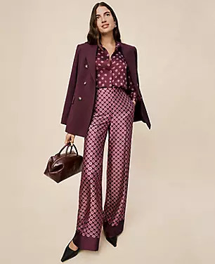 The Wide-Leg Pant in Satin Geo Print | Ann Taylor