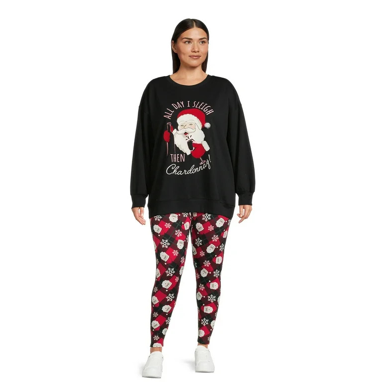 Christmas Women's Plus Size All Day Sleigh Graphic Sweatshirt from Feeling Festive | Walmart (US)