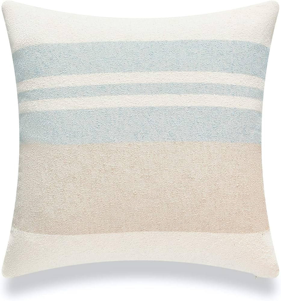 Amazon.com: Hofdeco Beach Coastal Decorative Pillow Cover ONLY for Couch, Sofa, or Bed, Light Blu... | Amazon (US)
