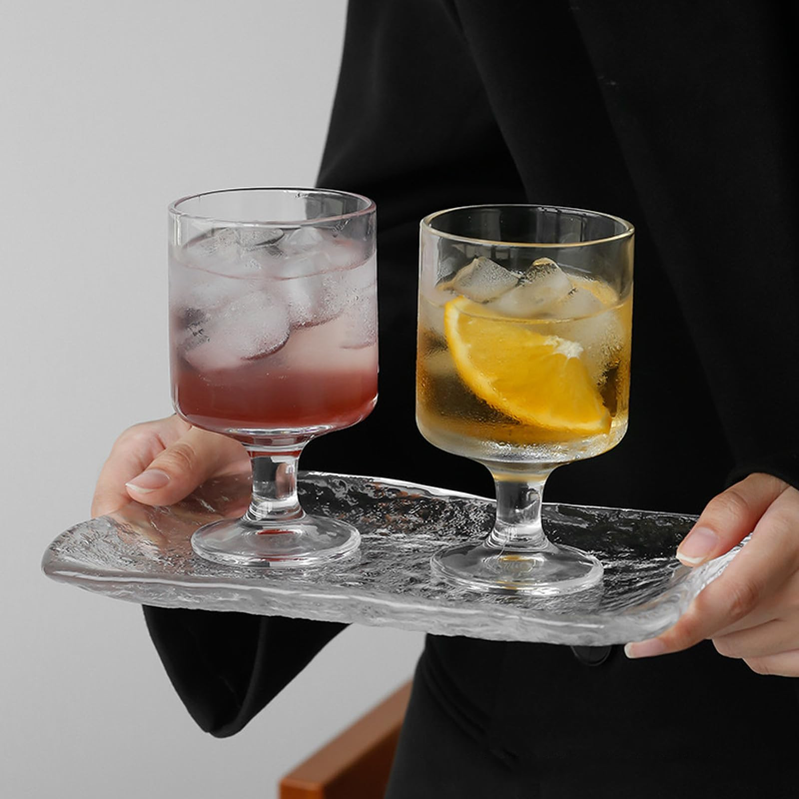 Transparent Vintage Goblet Glasses Set of 4, Mixed Drink Tumblers, 7.7 oz Wine Glasses Drinking T... | Amazon (US)