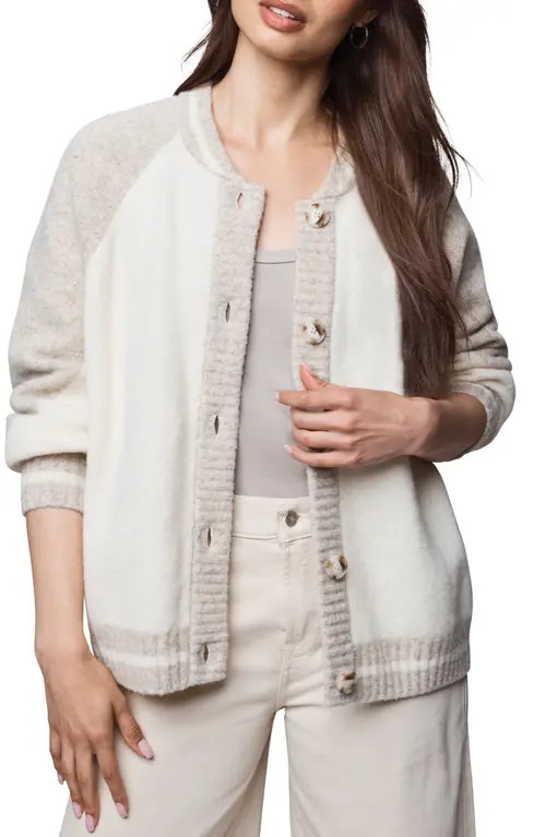 Splendid Rhodes Wool Blend Varsity Shacket in Ivory Color Block at Nordstrom, Size Small | Nordstrom