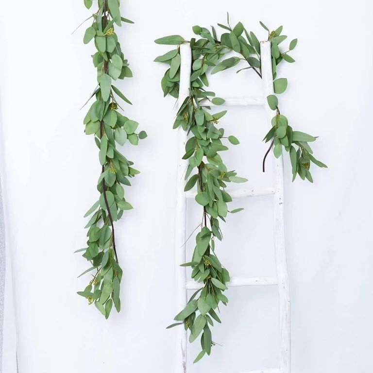 Coolmade 5.5Ft Greenery Garland, Artificial Vines Faux Eucalyptus Leaf Table Garland Artificial E... | Walmart (US)