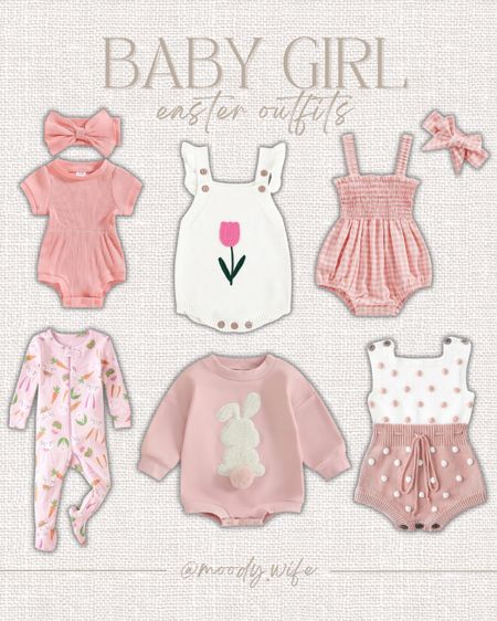 I rounded up some pink easter outfits for baby girls! Footed pajamas, sweatshirt bubbles, jumpers with bows, onesies, sweater onesies and more! 🫶🏼 These baby girl easter outfits are affordable from Amazon! #amazonfashion #amazonstyle #easteroutfits #easterdress 

#LTKbaby #LTKfindsunder50 #LTKkids