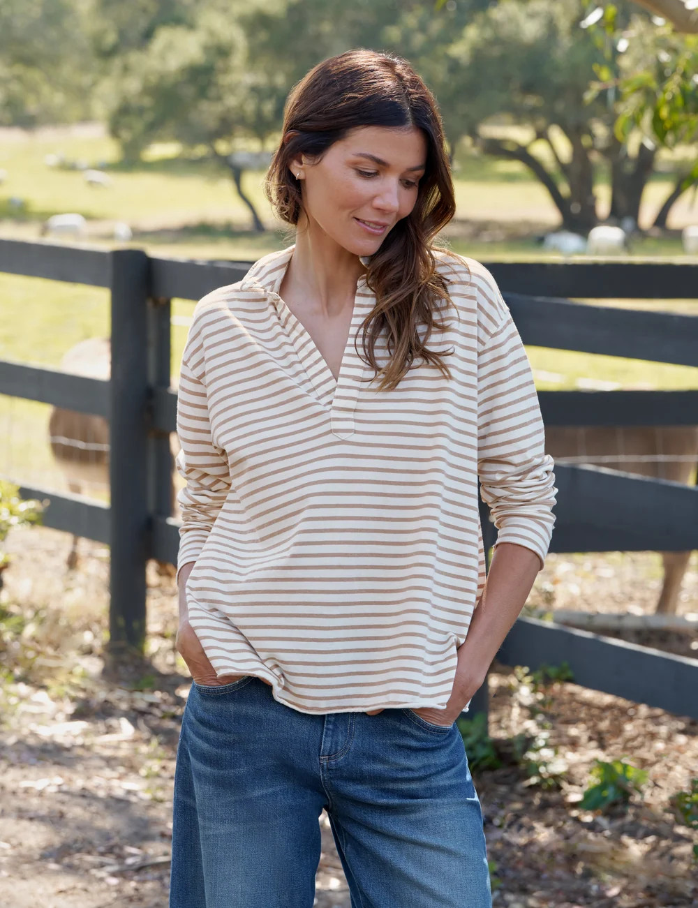 PATRICK Vintage White and Camel Stripe, Vintage Jersey | Frank & Eileen
