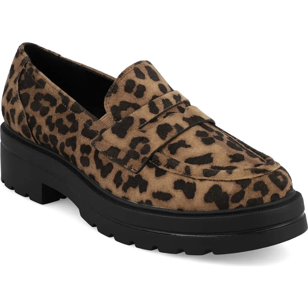 MIA Yoani Lug Sole Penny Loafer in Leopard Print at Nordstrom, Size 9 | Nordstrom