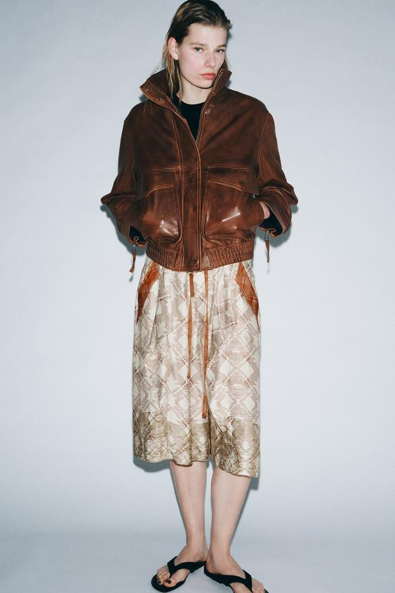 100% LEATHER BOMBER JACKET ZW COLLECTION LIMITED EDITION | Zara UK