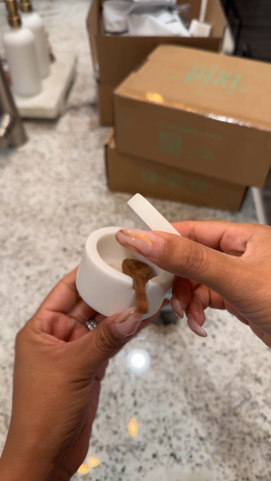 Marble mini salt and pepper cellar -  set of two 