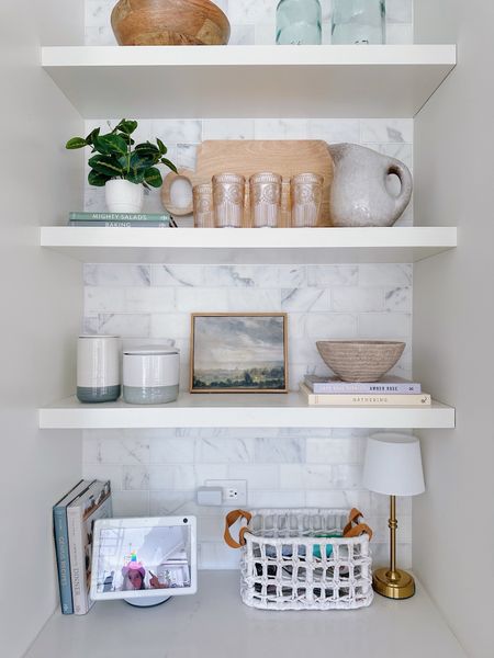 Kitchen shelf decor for spring!! Pretty and affordable Amazon and Target finds! 

#kitchendecor
#kitchenshelves

#LTKsalealert #LTKhome #LTKfindsunder50