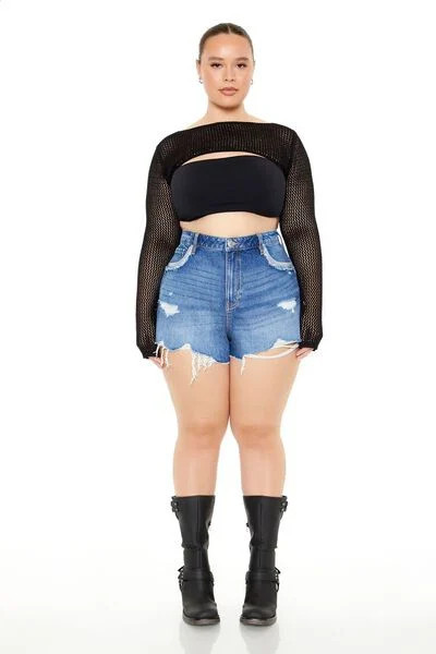 Plus Size Distressed Denim Shorts | Forever 21