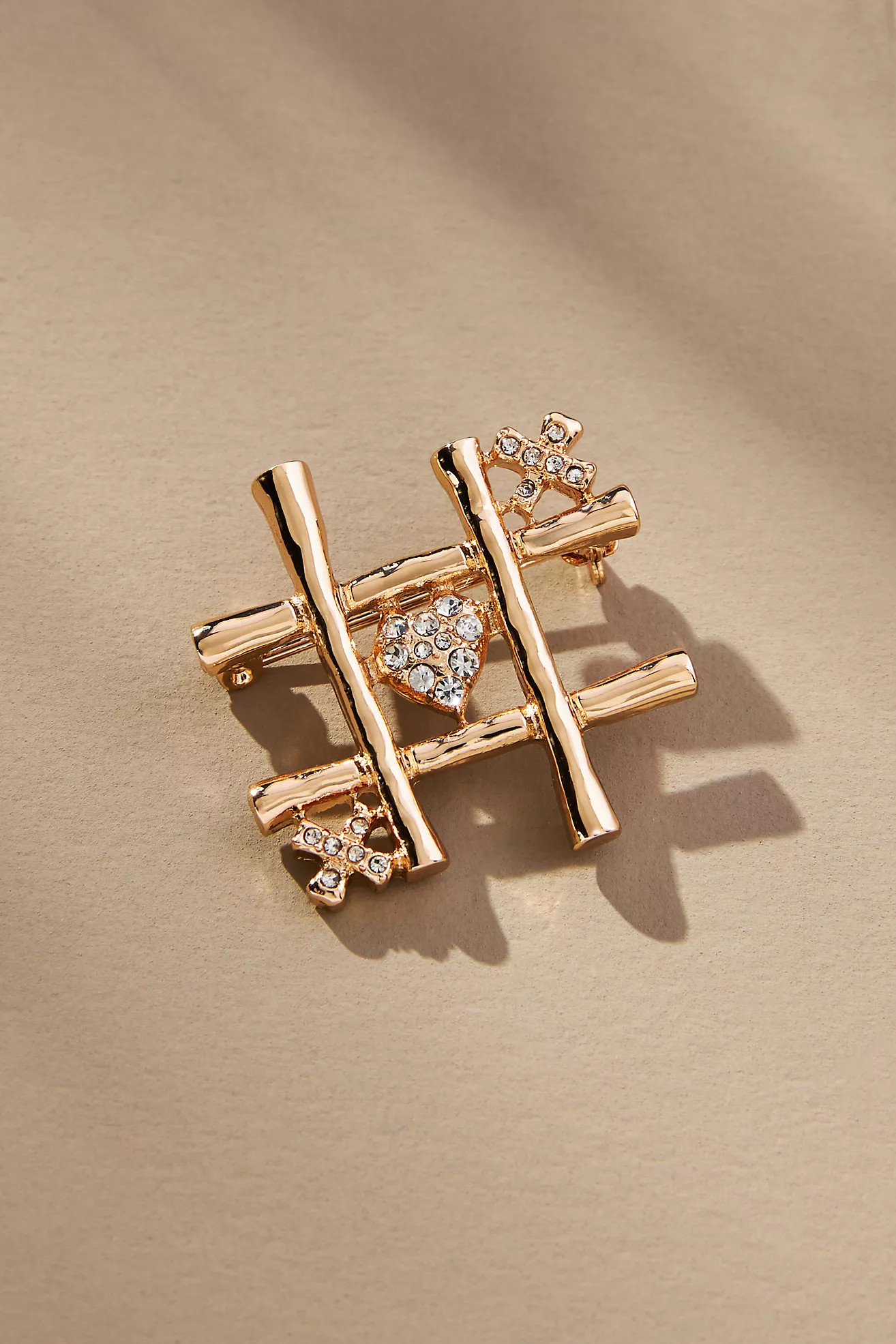 The Restored Vintage Collection: Gold Crosshatch Brooch | Anthropologie (US)