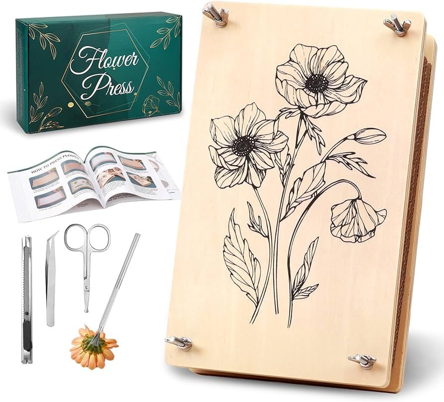 Aboofx Large Professional Flower Press Kit, 6 Layers 10.8 x 6.9 inch DIY Flower Pressing Kit for ... | Amazon (US)