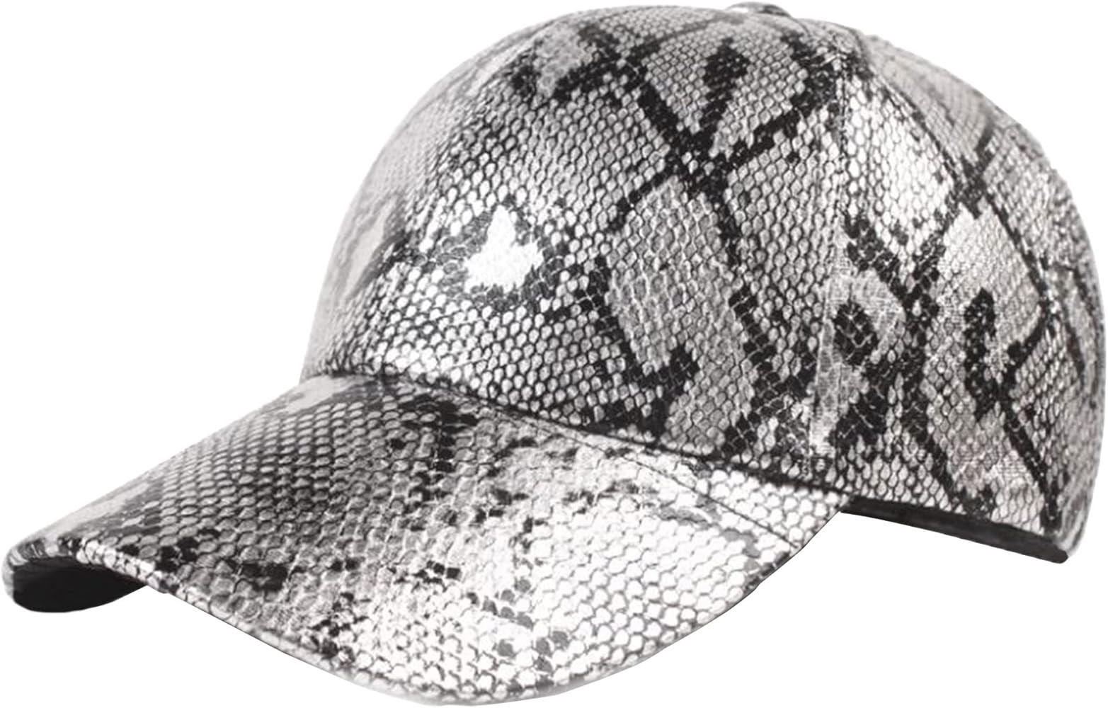 Women Men Snakeskin Print Leather Baseball Cap Unisex Casual Flat Brim Hat Adjustable Hip Hop Hat... | Amazon (US)