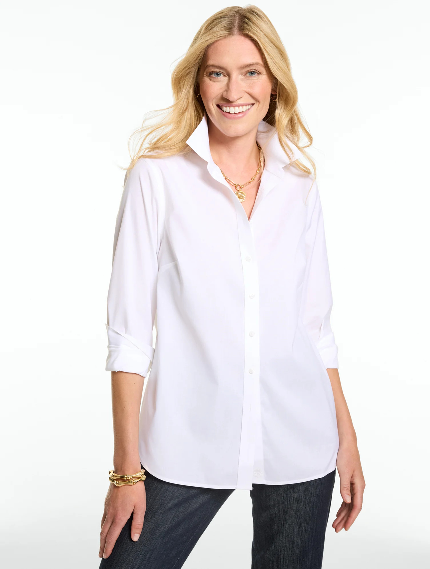 Petite - Non-Iron Perfect Shirt - White - XL Talbots | Talbots