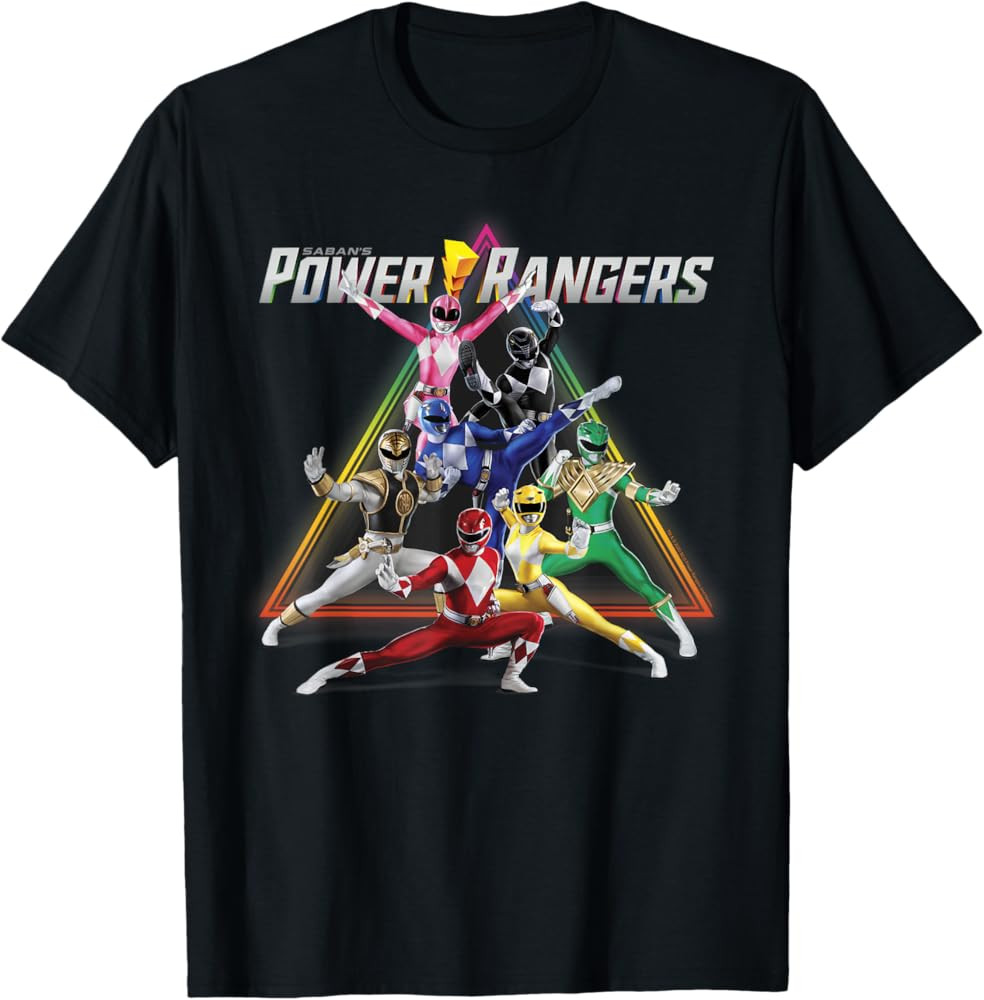 Power Rangers Rainbow Pyramid Retro Action Portrait T-Shirt | Amazon (US)
