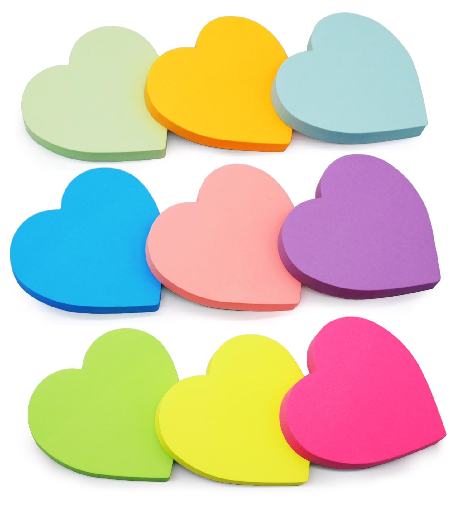 9 Pads Heart Sticky Notes, 3x3 in, 82 Sheets/Pad, Super Cute Bright Color Heart Shaped Sticky Not... | Amazon (US)
