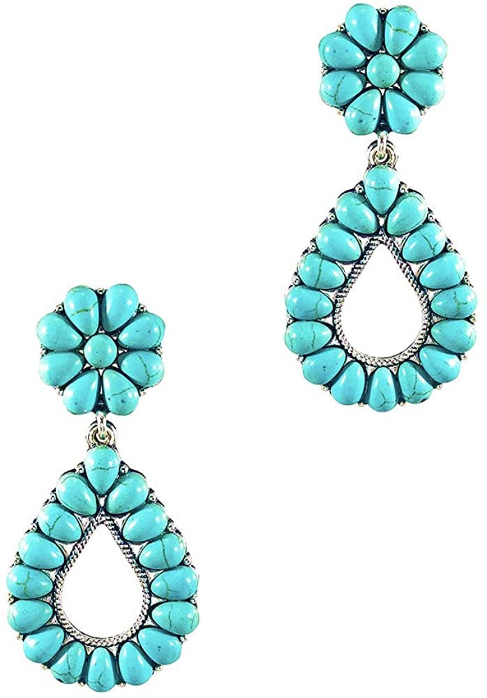 Turquoise Bohemian Small Delicate Metal Fashion Earring Teardrop Earrings Jewelry Gifts for Women | Amazon (US)