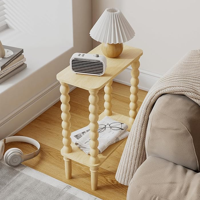 Narrow Side Table, Small End Table with Storage Shelf, 2-Tier Small Coffee Tables for Living Room... | Amazon (US)