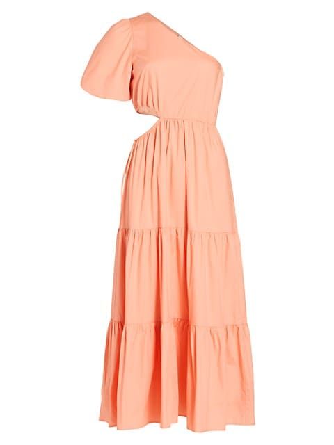 One-Shoulder Cut-Out Tiered Maxi Dress | Saks Fifth Avenue