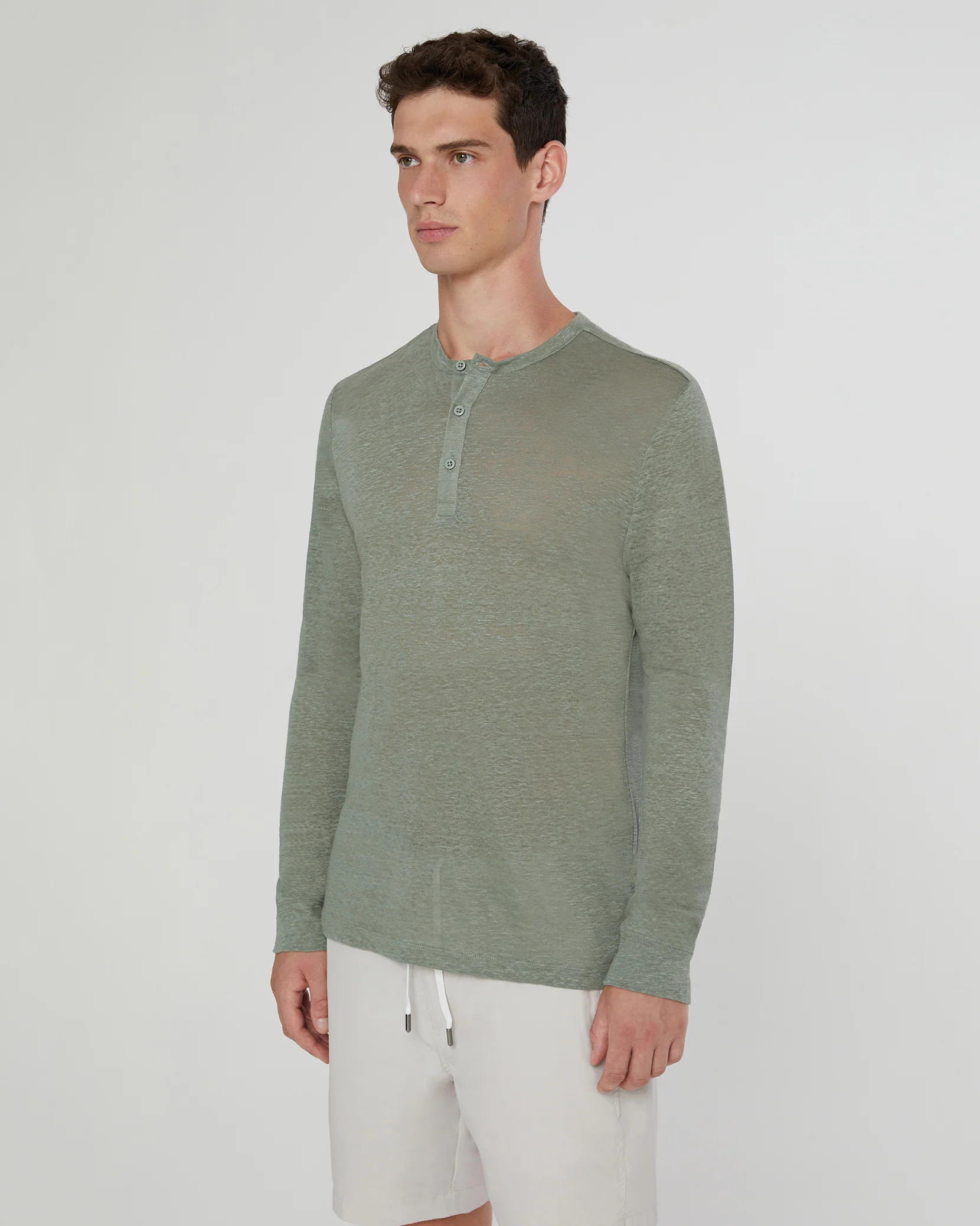 Long Sleeve Linen Henley | onia