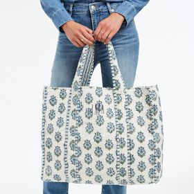 Block Print Quilted Oversized Tote | Mark and Graham