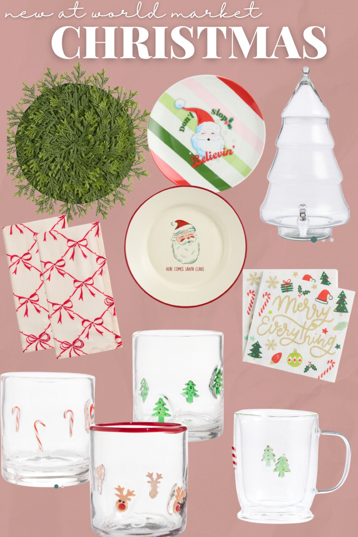 New Christmas finds at
World market! Glass Christmas tree drink dispenser - red bow napkins
- Christmas plates / Christmas juice glasses - Christmas napkins - faux pine placemat - blown old fashioned
Christmas glass - Christmas entertaining 

#LTKHome #LTKSeasonal #LTKParties