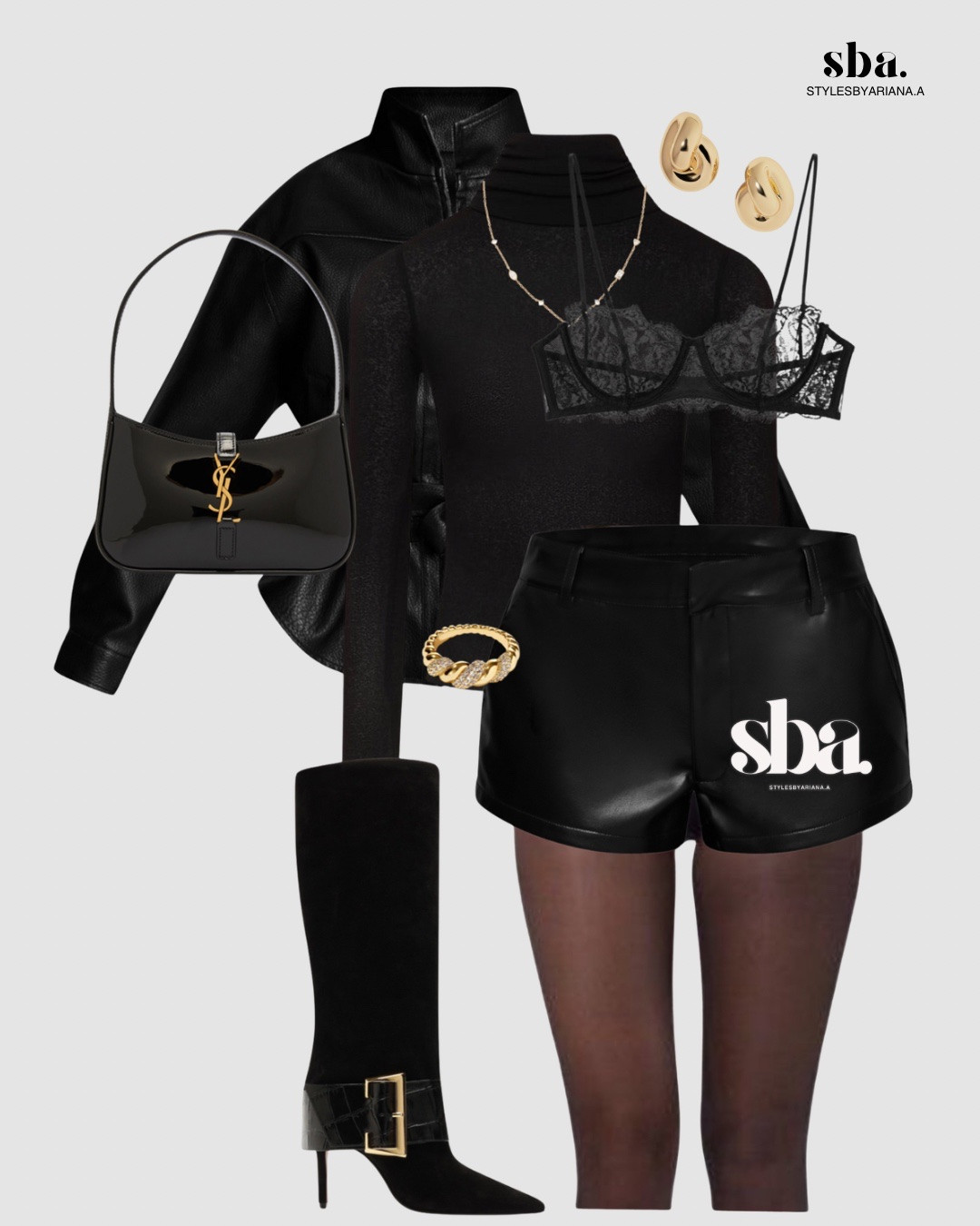 black lace, leather, and a little confidence. 🖤

Perfume, winter outfit, winter night look, black on black, leather shorts styling, lace top styling, sheer tights, knee high boots, all black look, night out style, chic winter style, elevated basics, going out winter look, fashion inspo winter, edgy feminine style, polished night look, gold accessories, statement boots, monochrome winter look, cold weather style, sleek winter outfit, modern glam, city night style, dark feminine style, evening winter look, fashion content creator

#LTKSeasonal #LTKootd