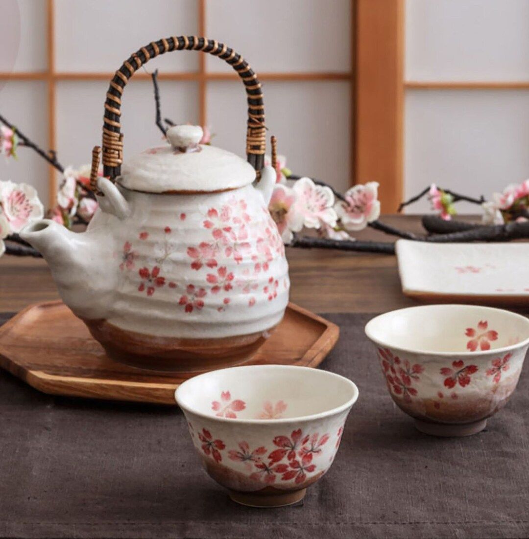 Traditional Japanese Sakura Teapot Minoyaki Hanami in Porcelain and Artisanal Handmade in Japan -... | Etsy (US)