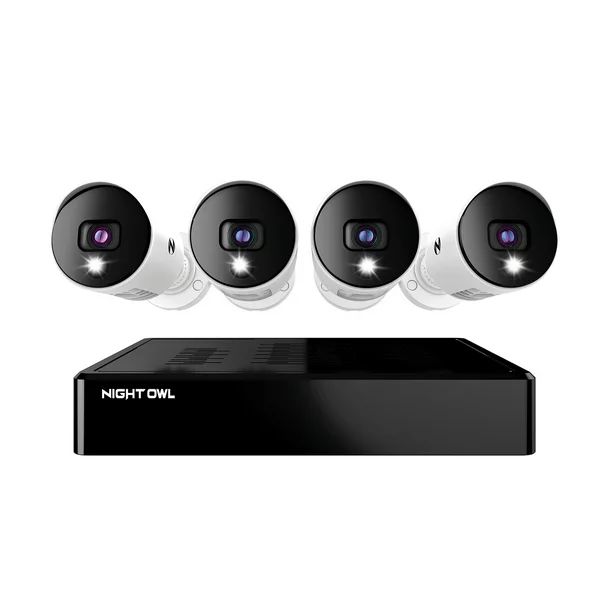 Night Owl Bluetooth 4 Channel 4K Wired DVR, 4 Wired Light Cameras & 1TB HDD - Walmart.com | Walmart (US)