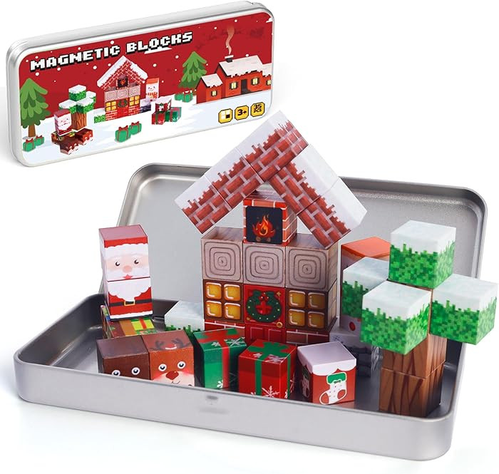 Magnetic Blocks Travel Toys Set - 35PCS Magnetic Cubes Magnet Tiles for Kids Ages 3+, Educational... | Amazon (US)