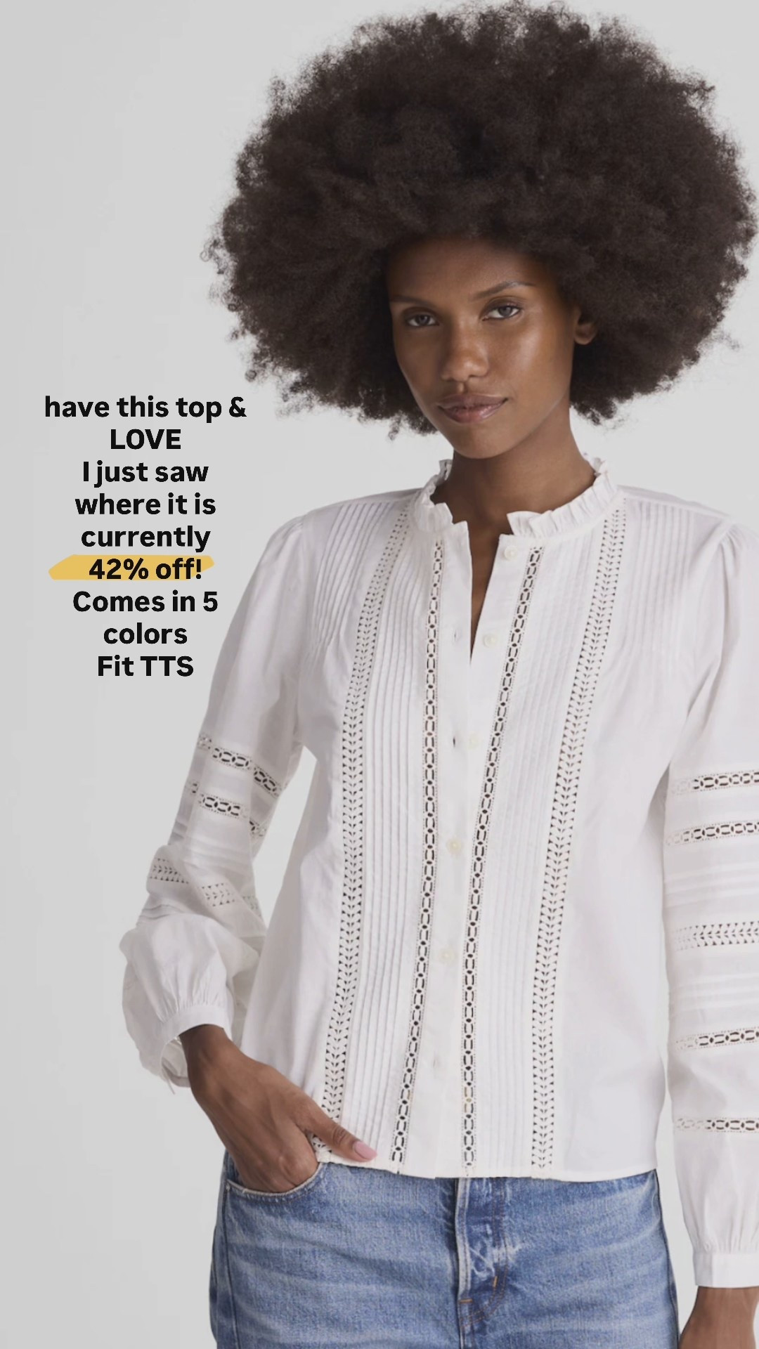 Love this too. Comes in 5 colors tempted to get another one, I own the white and it’s beautiful 

Does say final sale. But good deal on a great top￼

#LTKootd #LTKOver40 #LTKSaleAlert