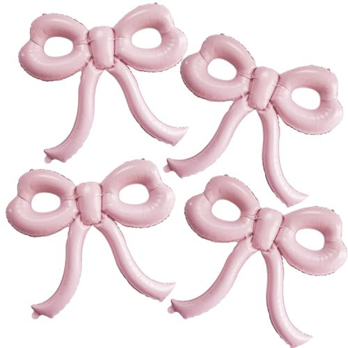 4 Pcs Light Pink Bow Balloons Bow Party Decorations for Girl Women Bow Birthday Decorations Giant Pastel Pink Bow Balloon for Graduation Baby Shower Bridal Wedding Decor Bachelorette Party Supplies | Amazon (US)