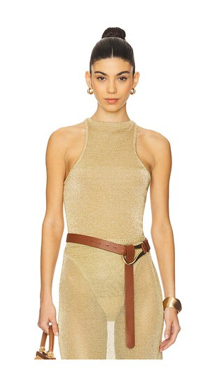 Cassius Knit Bodysuit in Gold | Revolve Clothing (Global)