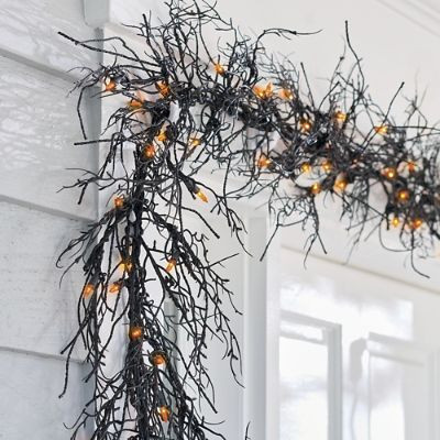 Pre-lit Black Twig Garland | Grandin Road