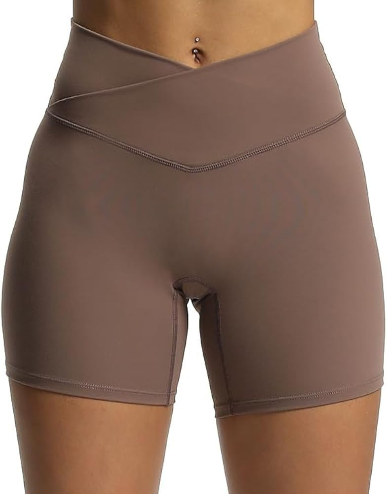 Aoxjox Trinity Workout Biker Shorts for Women Cross-Waist Crossover High Waisted Exercise Athleti... | Amazon (US)