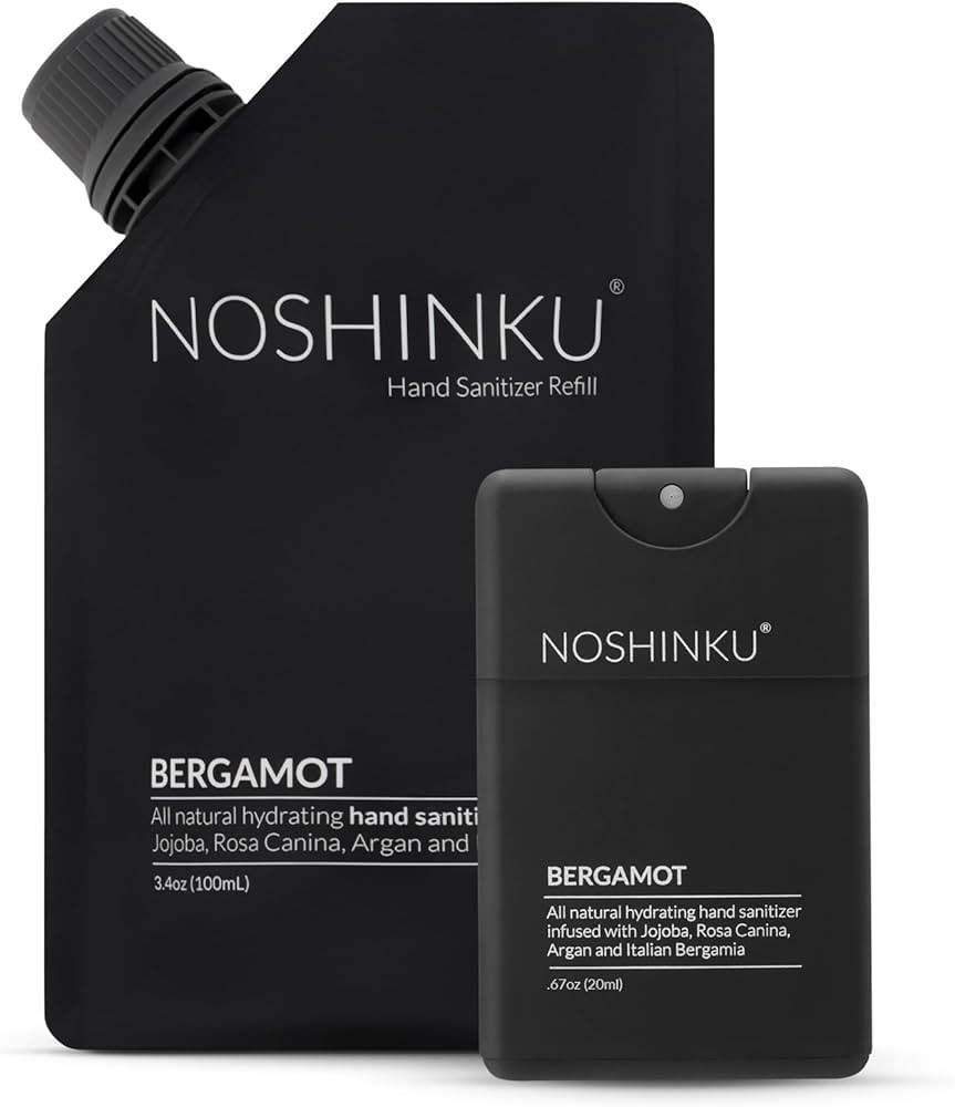 Noshinku Bergamot Pocket Hand Sanitizer Refill Kit: Refill Pouch + Sprayer Bundle | Organic Antib... | Amazon (US)