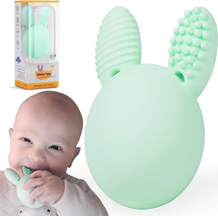 Baby Teething Toy Easter Bunny Infant Teether Rabbit Egg Rattle Toy Teething Pain Relief for Babi... | Amazon (US)