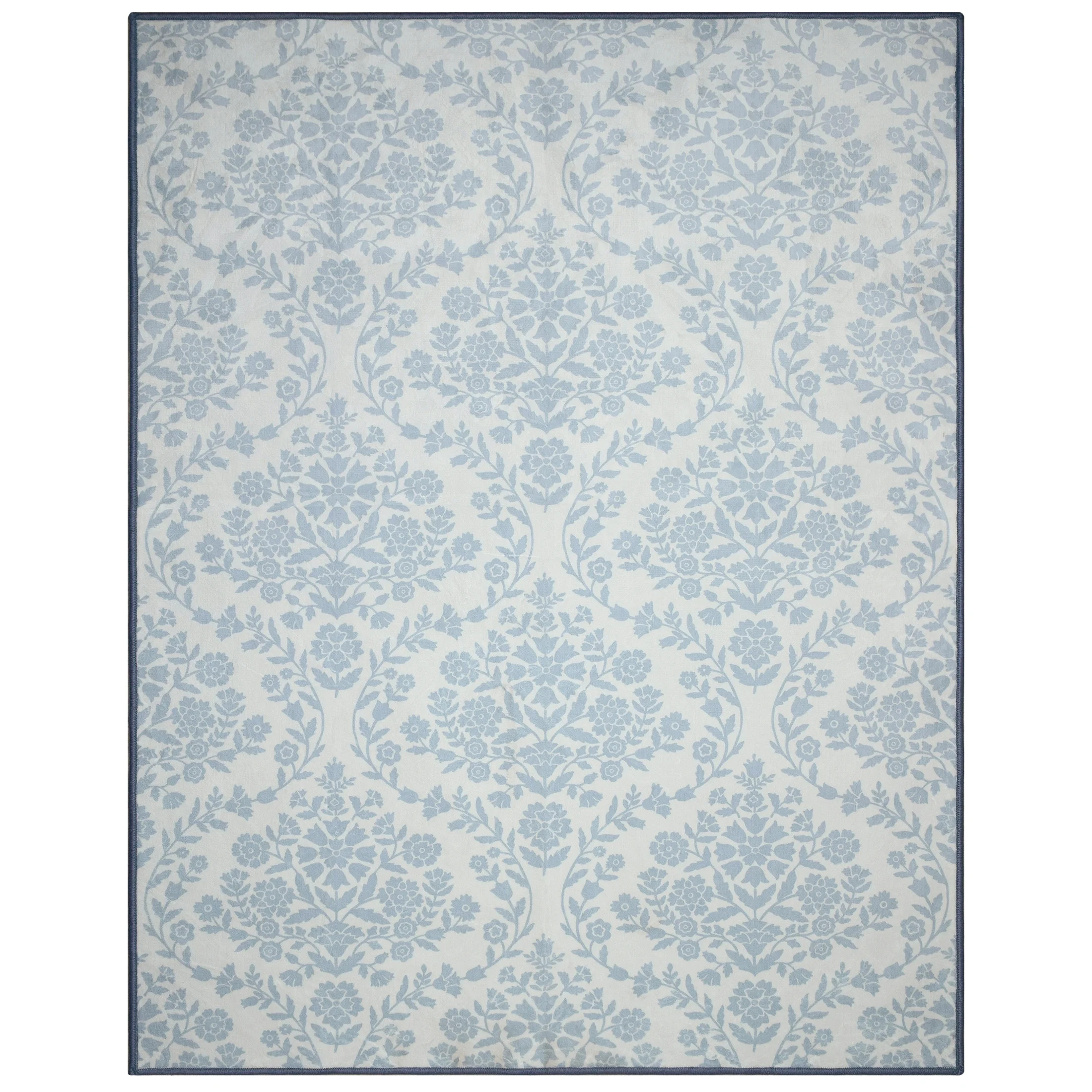 My Texas House Blue Floral Medallion Machine Washable Indoor Area Rug, 7'6" x 9'5" | Walmart (US)