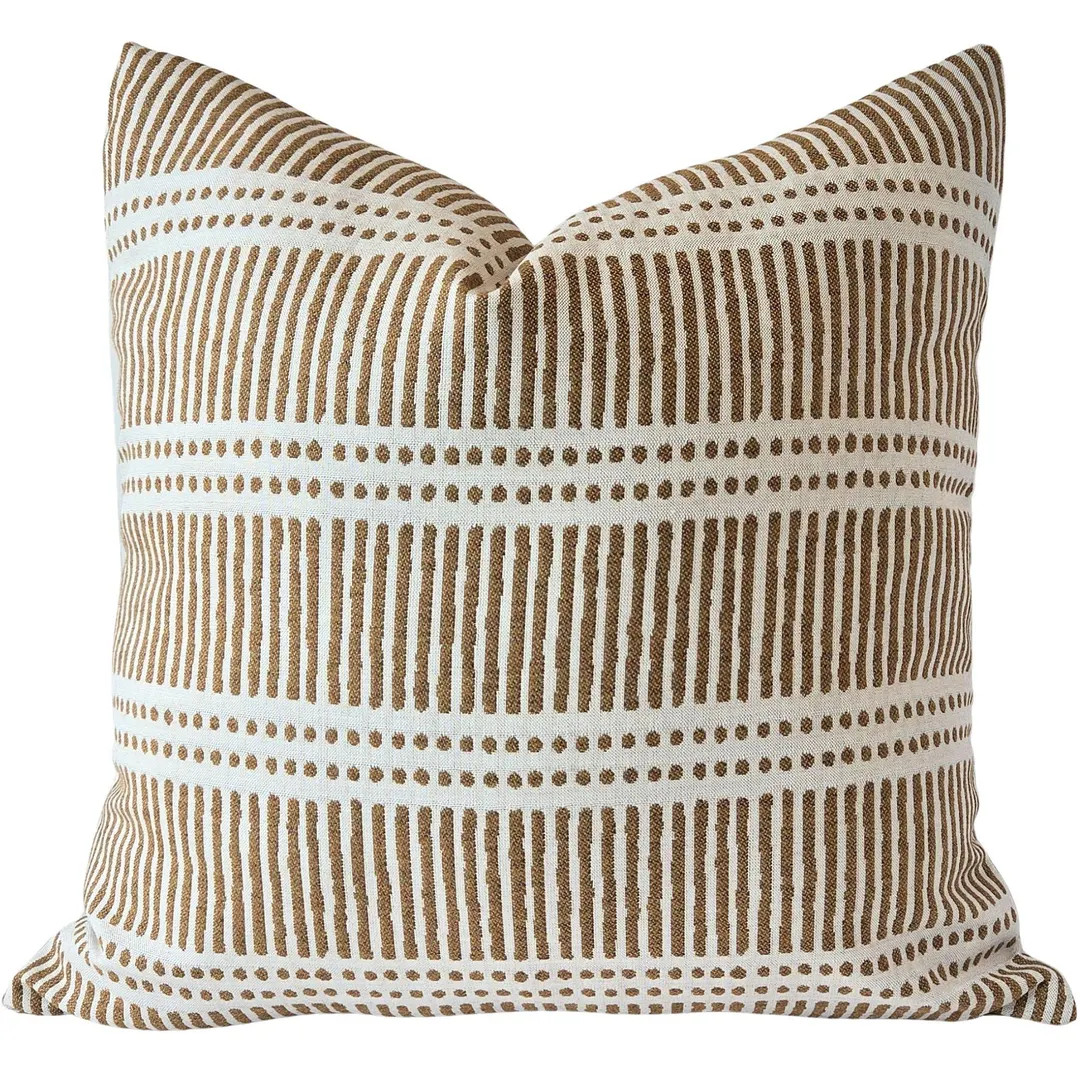 Outdoor Pillow Cover – Sunbrella Walter G Dash Dot Rattan Caramel – Designer Patio Pillow –... | Etsy (US)