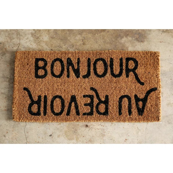 Myriam Bonjour/Au Revoir 32 in. x 16 in. Outdoor Door Mat | Wayfair North America
