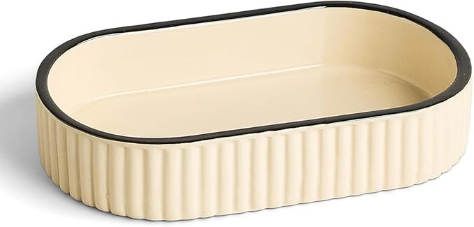 Preston Lane Signature Ceramic Tray – Handmade in Portugal with Fluted Edges & Hand-Painted Tri... | Amazon (US)