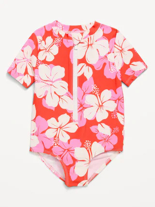 Zip-Front Rashguard One-Piece Swimsuit for Toddler Girls | Old Navy (US)
