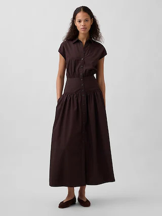 Poplin Drop-Waist Maxi Shirtdress | Gap (US)