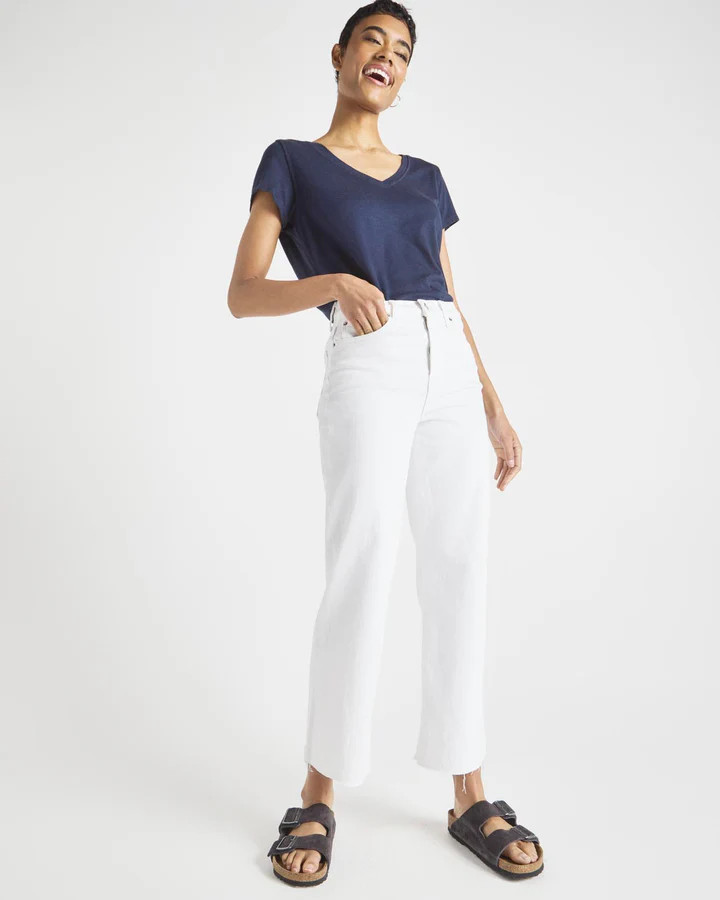 Cropped Wide Leg Jean in White | Splendid