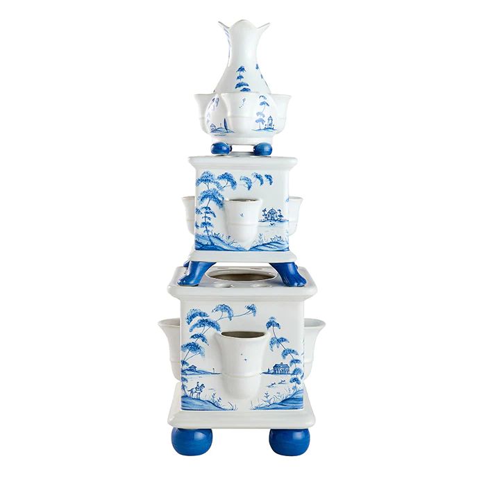 Country Estate Delft Blue Tulipiere Tower Set of 3 Garden Follies | Caitlin Wilson Design