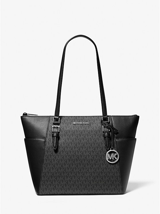 Charlotte Large Logo and Leather Top-Zip Tote Bag | Michael Kors US