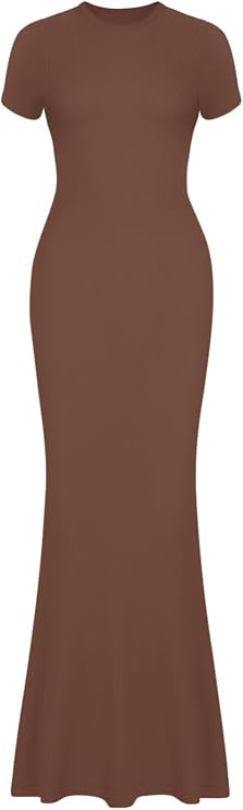 REORIA Women's Summer Casual Lounge Long Dress Elegant Short Sleeve Crew Neck Bodycon Maxi Dresse... | Amazon (US)