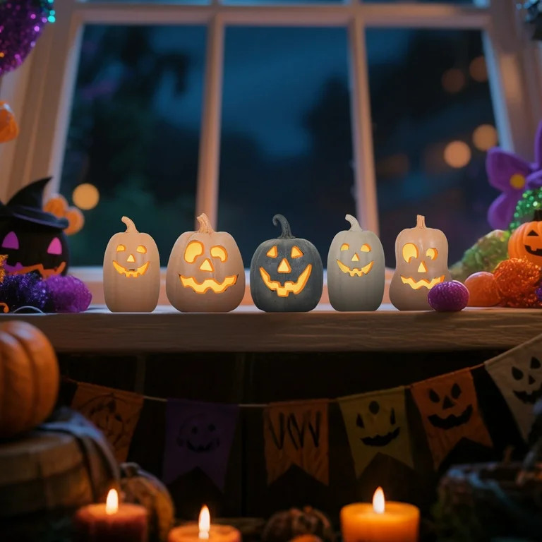 LIUUWSH  Handmade Orange Terracotta Jack O’ Lantern Luminary Pumpkin Halloween Fall Decorations | Walmart (US)