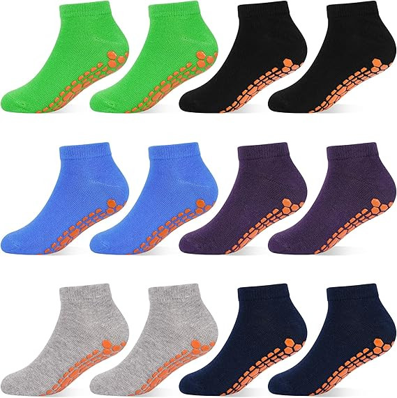 HYCLES Boys Girls Non-Slip Toddler Socks Grip Ankle Sticky Socks Anti-Skid Sock for Kids 6 Pairs ... | Amazon (US)