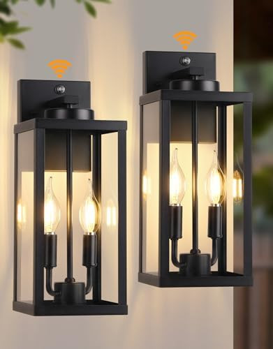 PARTPHONER Dusk to Dawn Outdoor Wall Sconce 2-Light, Transitional Wall Lantern Tall Wall Lamp, Wa... | Amazon (US)