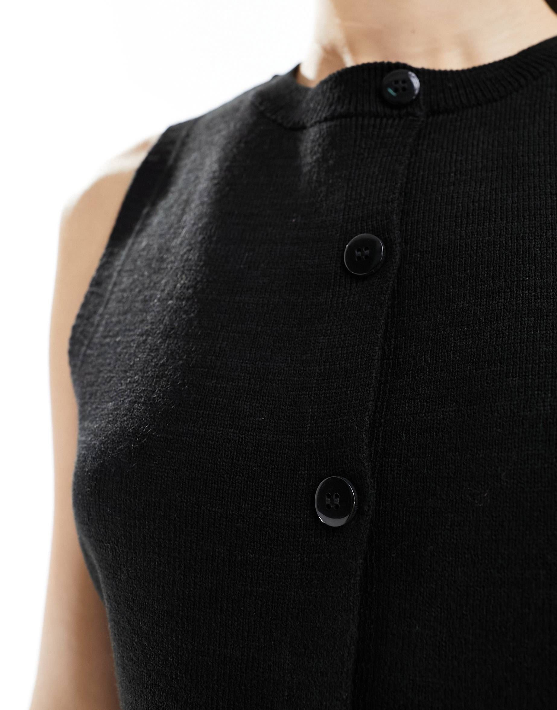 ASOS DESIGN knitted crew neck vest with front split in black | ASOS | ASOS (Global)